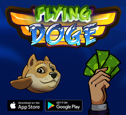 Dogecoin inspired app game Flying Doge made for 1000 Doge coins