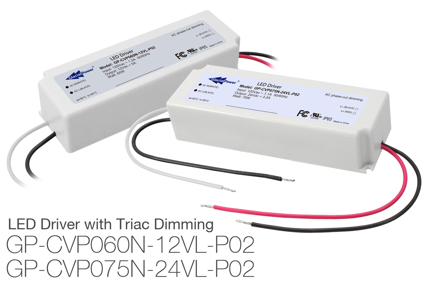 GlacialPower Launches GP-CVP060N-12VL and GP-CVP075N-24VL LED Constant Voltage TRIAC Dimming Drivers for Low Voltage Areas