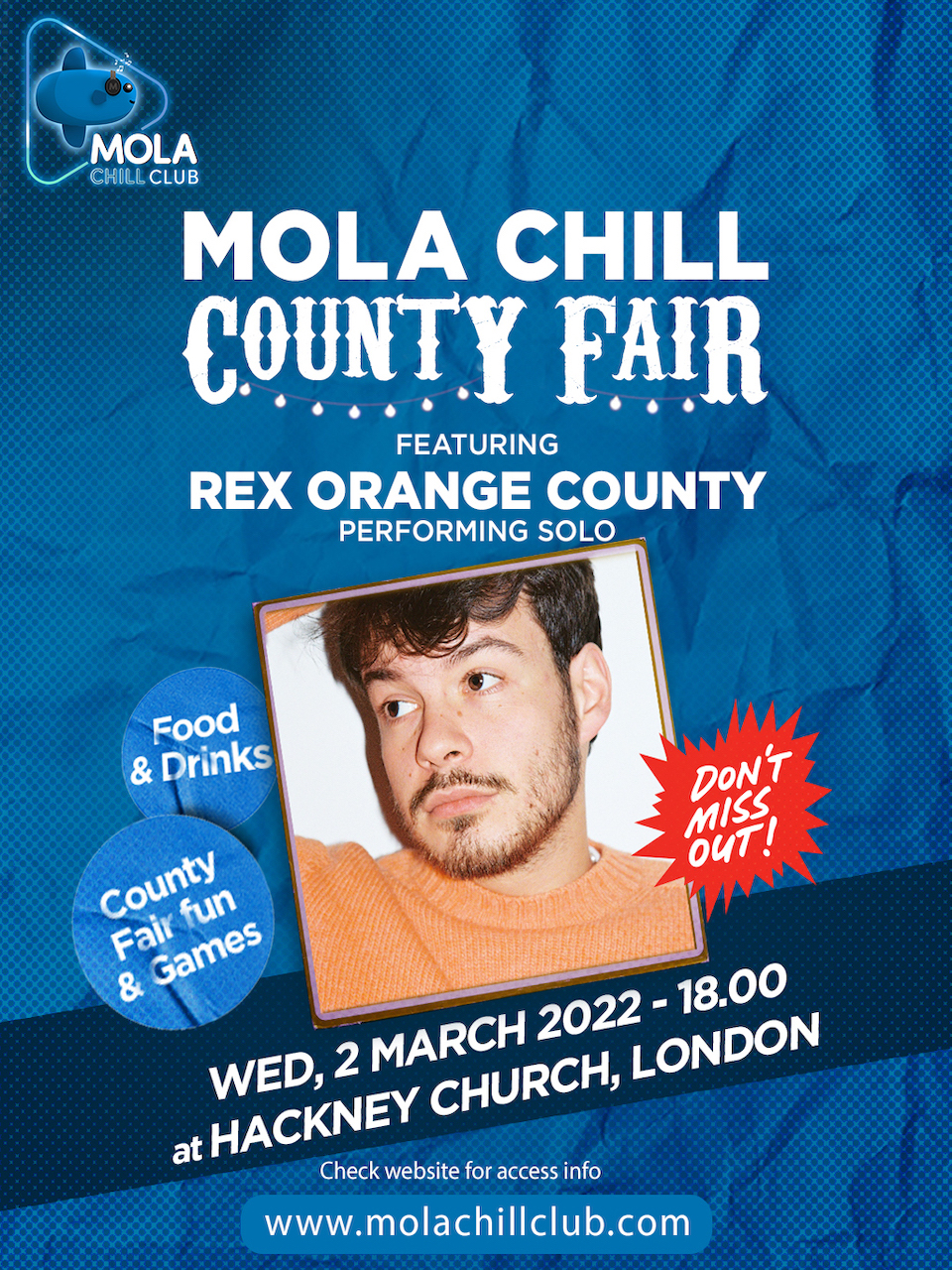 MOLA Announce Launch Event ‘Mola Chill County Fair’ - Headline Performance From ‘Rex Orange County’ To Promote New Private Members ‘Mola Chill Club’ For Music Fans