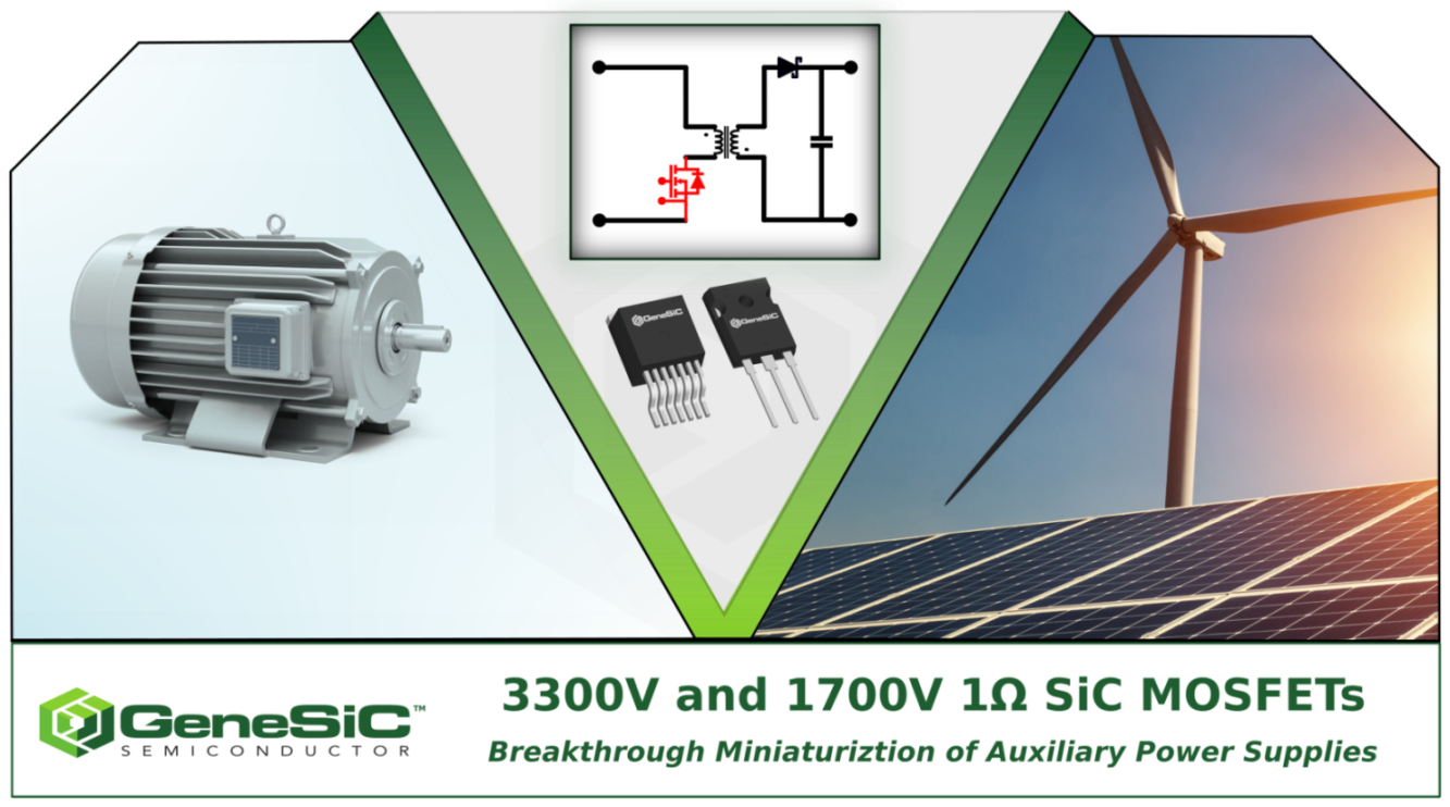 GeneSiC’s 3300V and 1700V 1000mΩ SiC MOSFETs Revolutionize the Miniaturization of Auxiliary Power Supplies.